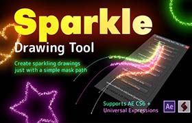 AE脚本-自定义闪亮的MASK线条路径闪光生成器 Sparkle Drawing Tool