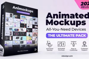 AE模板-三维手机平板台式笔记本电脑界面展示介绍动画终极包 Animated Mockups Ultimate Pack