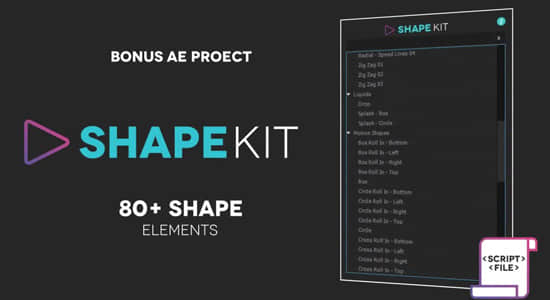 AE脚本-80种二维卡通圆圈线条爆炸过渡液体MG动画 Shape Kit Script插图