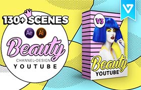 AE脚本-130组时尚流行美妆视频社交包装宣传动画 Beauty YTB Design Pack V3