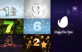 AE模板-创意图形10秒数字倒计时新年片头动画 New Year Creative Countdown