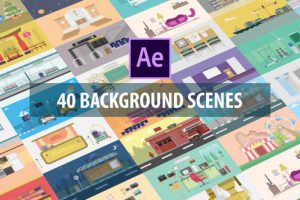 AE模板-40个扁平化场景MG动画 40 Mix Background Scenes 24060152