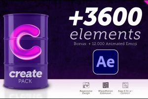 AE模板-3600+最全图形字幕条转场背景呼出标题社交媒体动画制作元素包V1.2