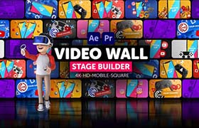 AE/PR模板-多画面网格分割视频墙动态运动的背景效果 Video Wall Stage Builder