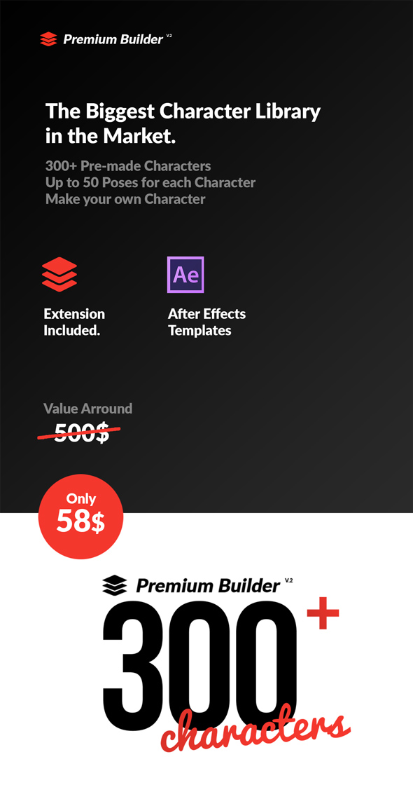 AE脚本-300种多职业二维卡通人物角色动画预置 PremiumBuilder Characters插图2