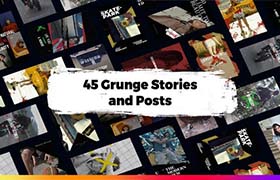 AE模板-45个现代疯狂摇滚风格INS竖屏封面海报设计介绍宣传动画 45 Grunge Instagram Stories