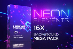4K视频素材-16组霓虹发光图形背景循环动画 Neon Elements Background Pack