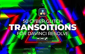 达芬奇模板-50种赛博朋克雪花故障干扰过渡转场预设 Cyber Glitch Transition Pack