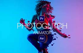 AE/PR模板-图像边缘故障雪花损坏视觉特效动画 PhotoGlitch Animator