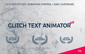 AE/PR模板-15组企业信号干扰失真毛刺故障整洁文字标题字幕条动画 Glitch Text Animator