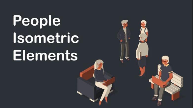 AE模板-等距视角2.5D人物卡通扁平化MG动画人物元素包People Isometric Elements插图