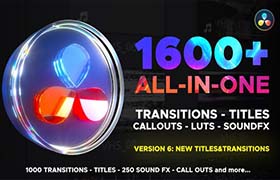 达芬奇模板-1600种视频无缝转场LUT调色音效预设V6 Transitions Library for DaVinci Resolve
