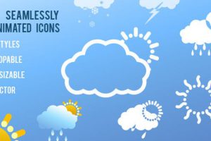 AE模板-21枚卡通动画风格的天气预报动画包Animated Weather Icons