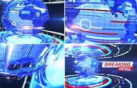 AE模板-数字电视高科技感三维立体新闻开场片头 Breaking News Opener