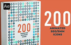 AE模板-200个扁平化日常生活MG图标动画AE模板 Animated Icons