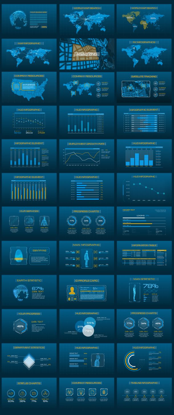 AE模板-150个未来数字科技HUD信息图表UI元素场景动画 HUD Infographic插图1
