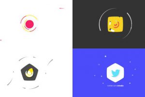 AE模板-5款MG动画LOGO开场不同色彩搭配不同形状轮廓的标志小动画Shape Logo Opener