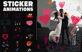 PR模板-25个手绘卡通浪漫爱情贴纸图形动画 Love Lyric Animations 02