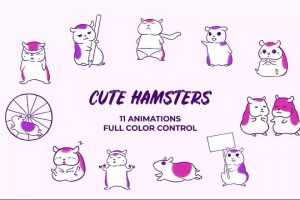 AE模板-超级可爱萌趣的仓鼠手绘动画素材AE模板Hamsters. Hand Drawn Pack