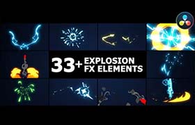 达芬奇模板-33个动漫卡通手绘彩色能量电流火焰MG动画 Flash FX Elements Pack