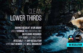 达芬奇模板-12个现代简洁文字标题字幕条动画 Clean Lower Thirds for DaVinci Resolve