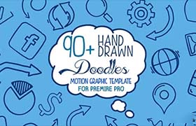 PR模板-90种手绘卡通涂鸦简洁的线条图标动画 Hand Drawn Doodle Pack Mogrt