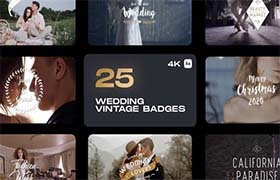 AE模板-25个复古浪漫华丽高贵的爱情婚礼典礼文字logo标题动画 Wedding Vintage Badges