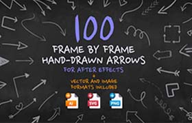 AE/PR模板-100种手绘搞怪卡通定格箭头线条动画 Frame By Frame Hand Drawn Arrows