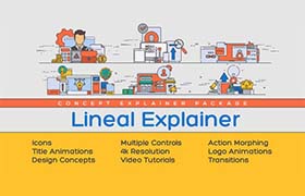 AE模板-极简的现代线条风格概念设计MG图形场景动画 Lineal Explainer