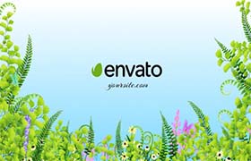 AE模板-夏天小清新绿色环保花花草草蝴蝶飞舞文字LOGO标志片头 Nature Logo Reveal