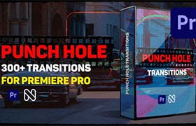 PR模板-300种复古个性电影胶片污渍粒子刮痕闪烁转场过渡预设 Punch Hole Transitions