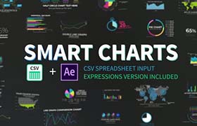 AE模板-彩色卡通智能科技信息数据统计图表展示动画 Smart Charts CSV Infographics