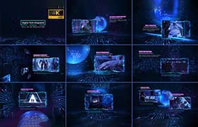 AE模板-未来电子数字科技全息投影线路图文展示介绍动画 Digital Tech Integrated Slideshow 4K