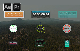 AE/PR模板-50组现代可视化设计数字时间倒计时图形动画 Countdown Timers Pack