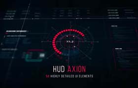 AE模板-50组电子科幻HUD图形3D立体元素动画 Sci-Fi HUD – Axion