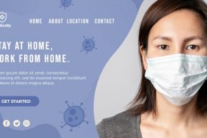 呆在家里戴口罩PSD疫情海报