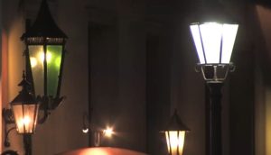 幽静街面欧式高级路灯视频素材