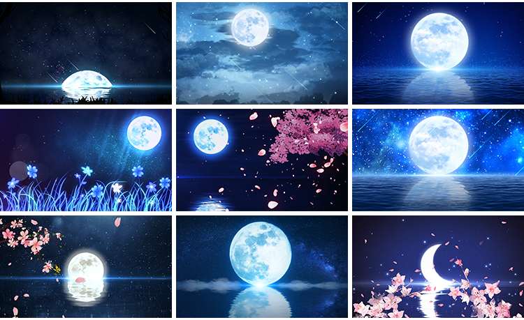 唯美明月光云端夜色夜空月亮圆月星星空白月光大屏幕LED视频素材插图8