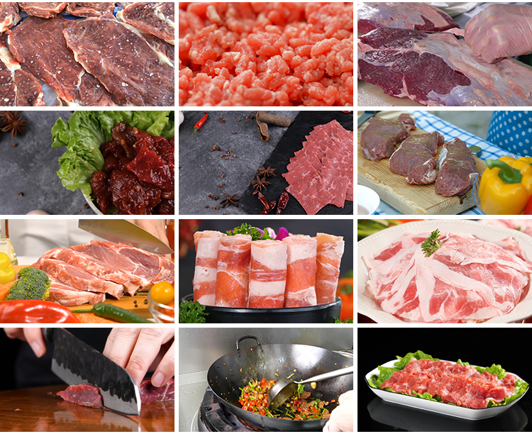 生鲜牛肉雪花肥牛卷新鲜生牛肉片切肉特写实拍剪辑高清短视频素材插图8