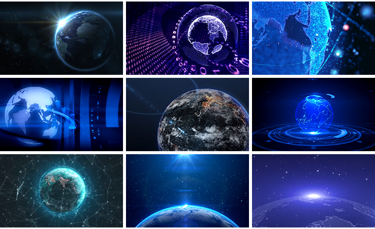 宇宙太空地球转动旋转蓝色科技新闻联播舞台LED背景动态视频素材插图8