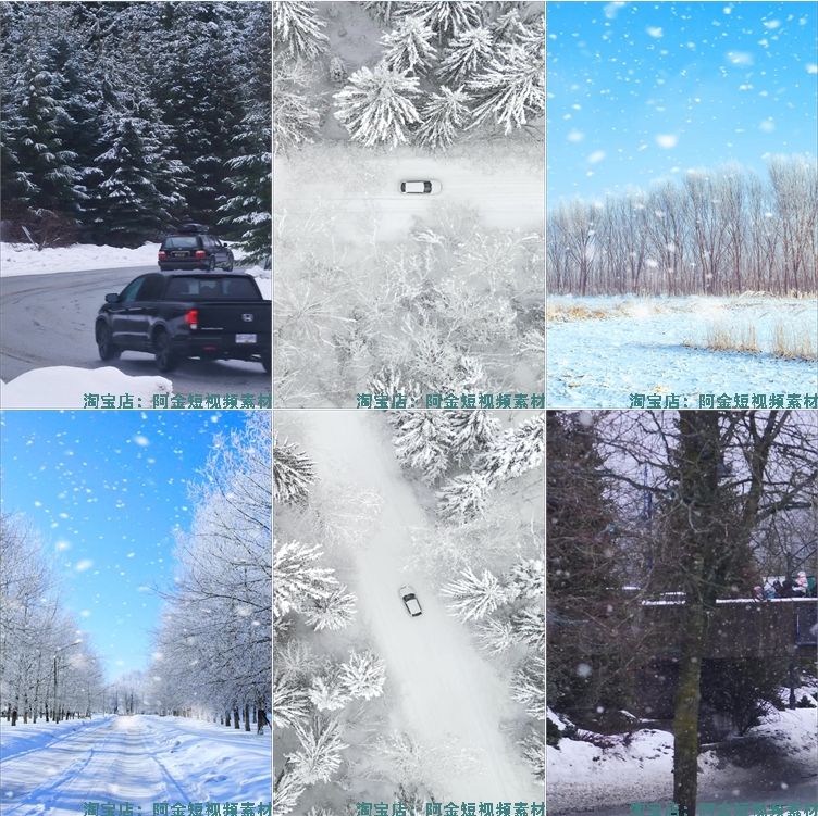 竖屏冬季雪景下雪冬天绿幕风景素材高清旅游自然治愈系短视频背景插图8