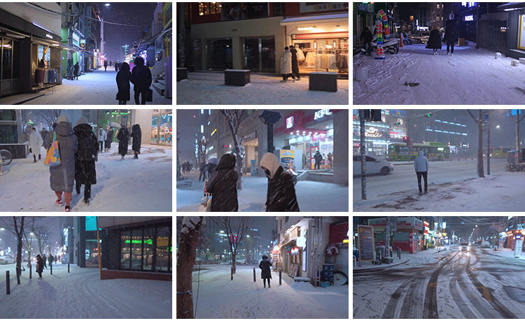 城市街道雪景下雪天夜晚街头人流车流冬天冬季雪花走拍短视频素材插图8