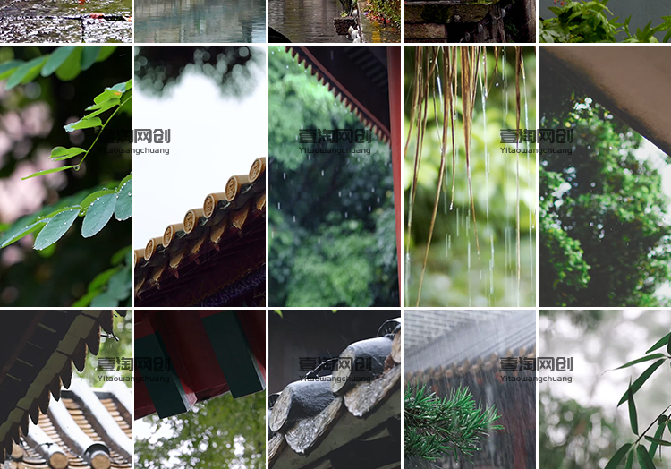 竖版竖屏禅意古风寺庙屋檐下雨天雨水滴落禅意佛系清新短视频素材插图8