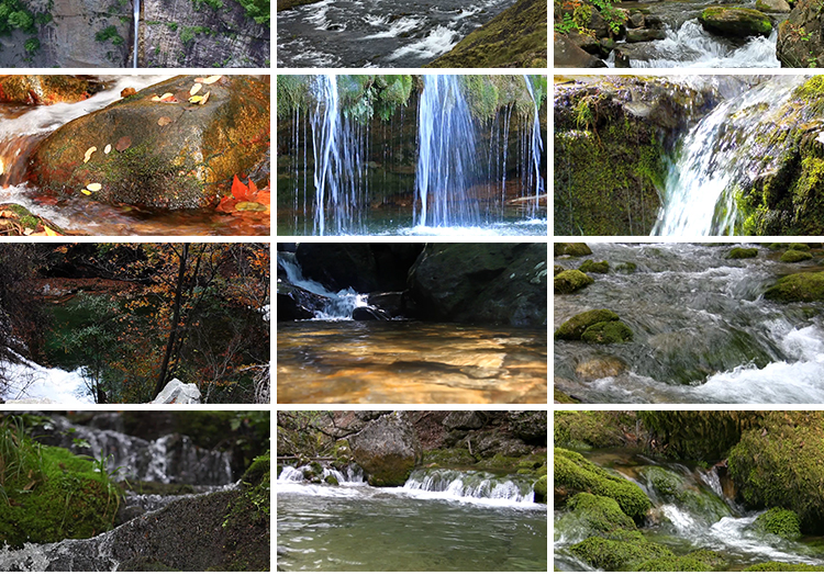 山水瀑布河流动山涧小溪水自然风景流水淌航拍森林风光短视频素材插图8