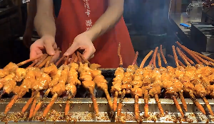 夜市烤肉串街边小吃视频素材