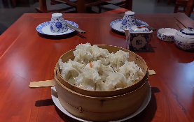 烧麦镜头特写街边小吃视频素材