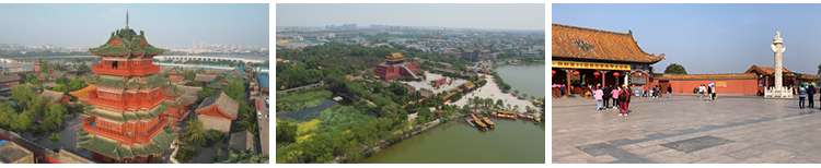 河南开封旅游景点开封府清明上河园铁塔城楼夜景全景航拍视频素材插图10