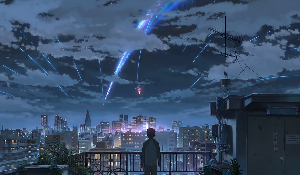 男孩女孩杨涛看星空镜头日本动漫视频素材
