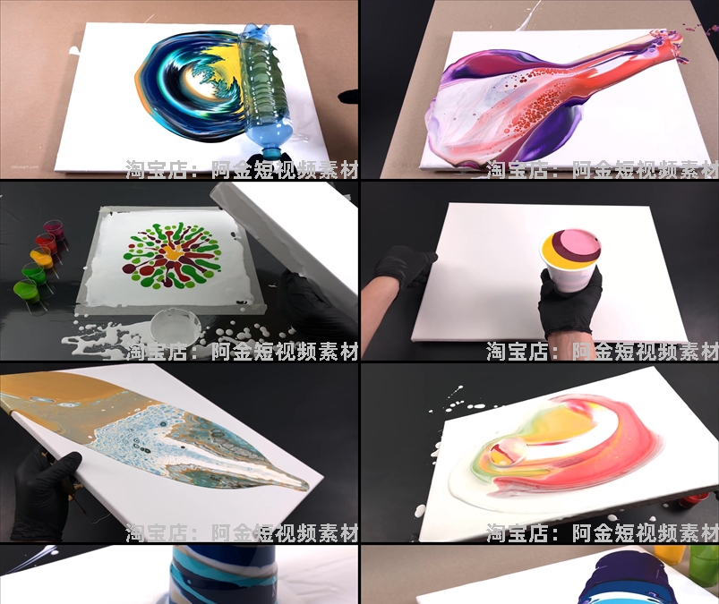 丙烯流体画画手工横屏国外高清解压小说推文素材无水印短视频引流插图3