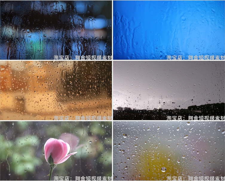 唯美窗户水滴特写雨滴情感光斑空镜头风景自然治愈系短视频素材插图3